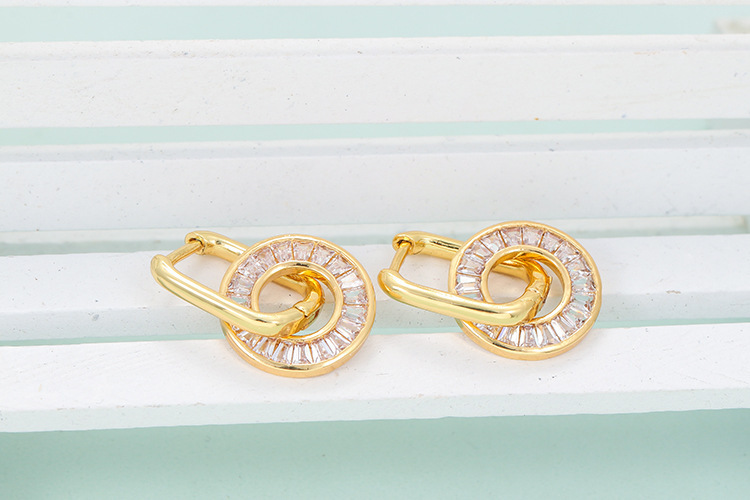 Fashion Circle Copper Drop Earrings Inlay Zircon Copper Earrings