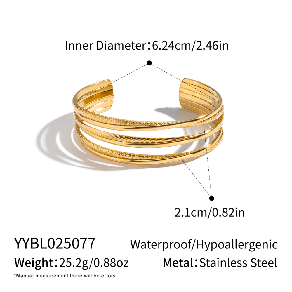 Multi-layer Geometric Ring-shaped 18K Gold Plated 304 Stainless Steel Bracelet Accessories Jewelry For Women Eco-friendly Non-fading Yiwu