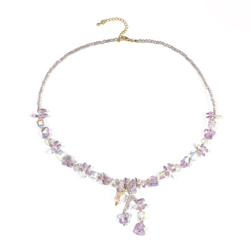 Fashion Creative Design Crystal Necklace Sweet Personality Crystal Pendant Simple Fresh Style Women's Accessories