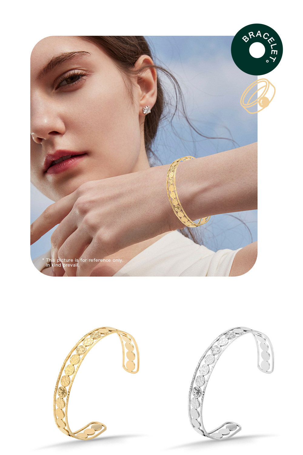 Vacuum Plating Real Gold Plated C Shape 304 Stainless Steel Fashion Waterproof Non Tarnish Bangle