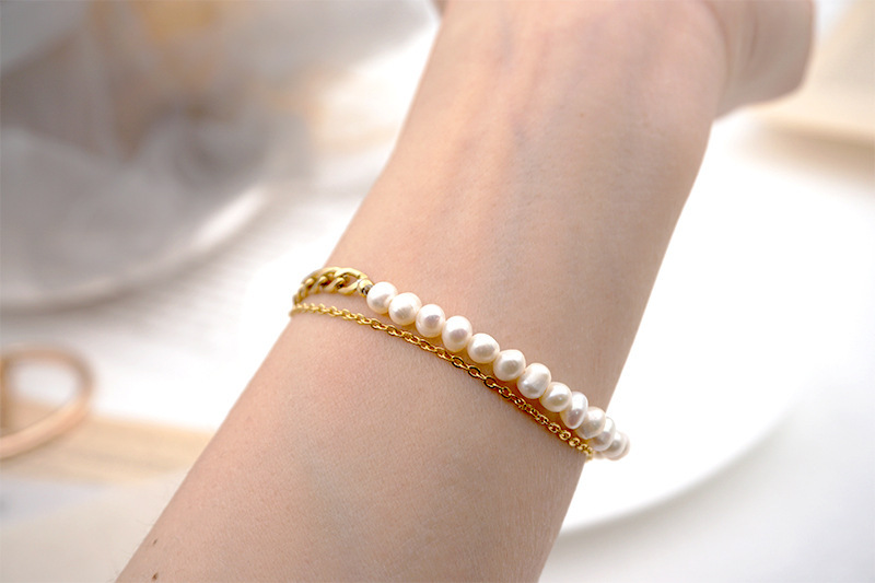 Titanium Steel Pearl Bracelet For Women Simple Summer Friend Bracelet Anklet Jewelry Accessories