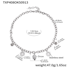 TXP408-steel Color Necklace 42+5cm