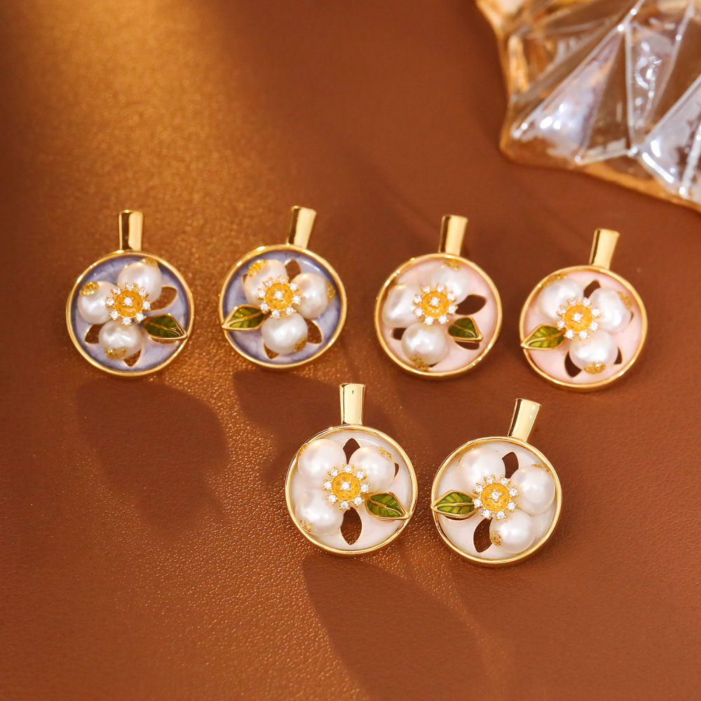 Monet Garden Series Enamel Drip Glaze Freshwater Pearl Earrings Baroque Painting Frame Court Vintage Jewelry Accessories