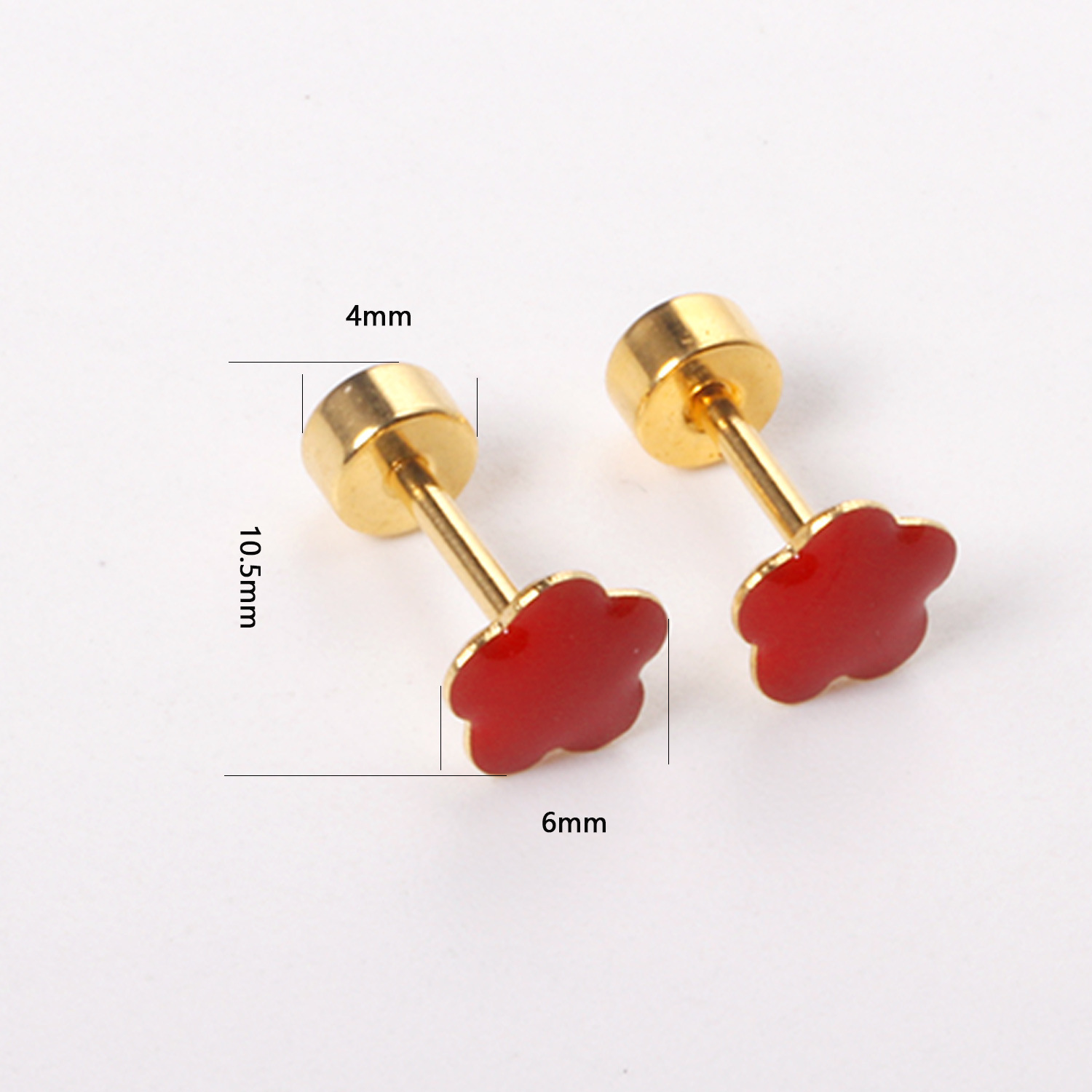 Stainless Steel Screw Back Earrings For Women Sweet Heart-shaped Star Moon Stud Earrings Fashion Bohemian Floral Print Jewelry Accessories