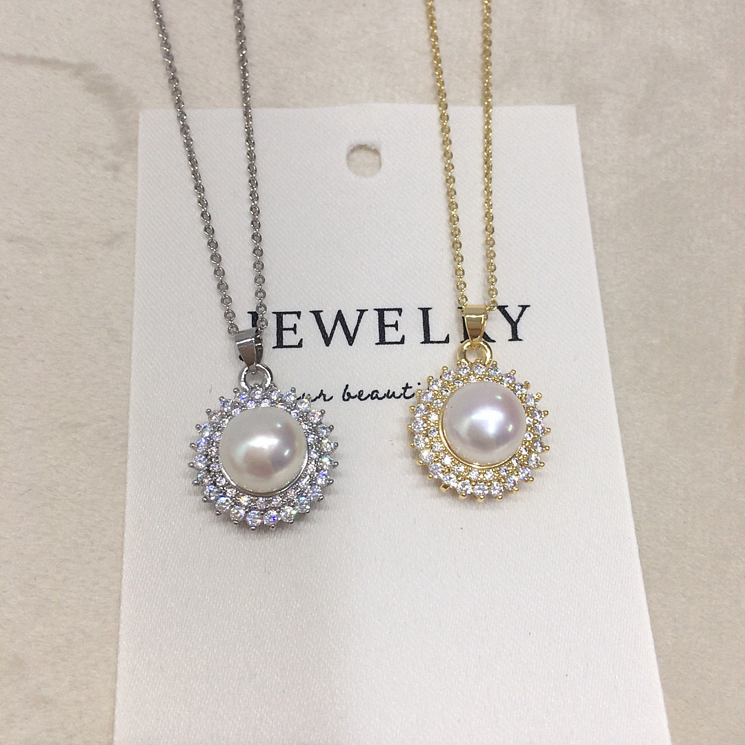 Sunflower Pearl Jewelry Large Spot Non-Nucleated Freshwater Pearl Pendant Necklace Genuine Gold Color Retention Accessories