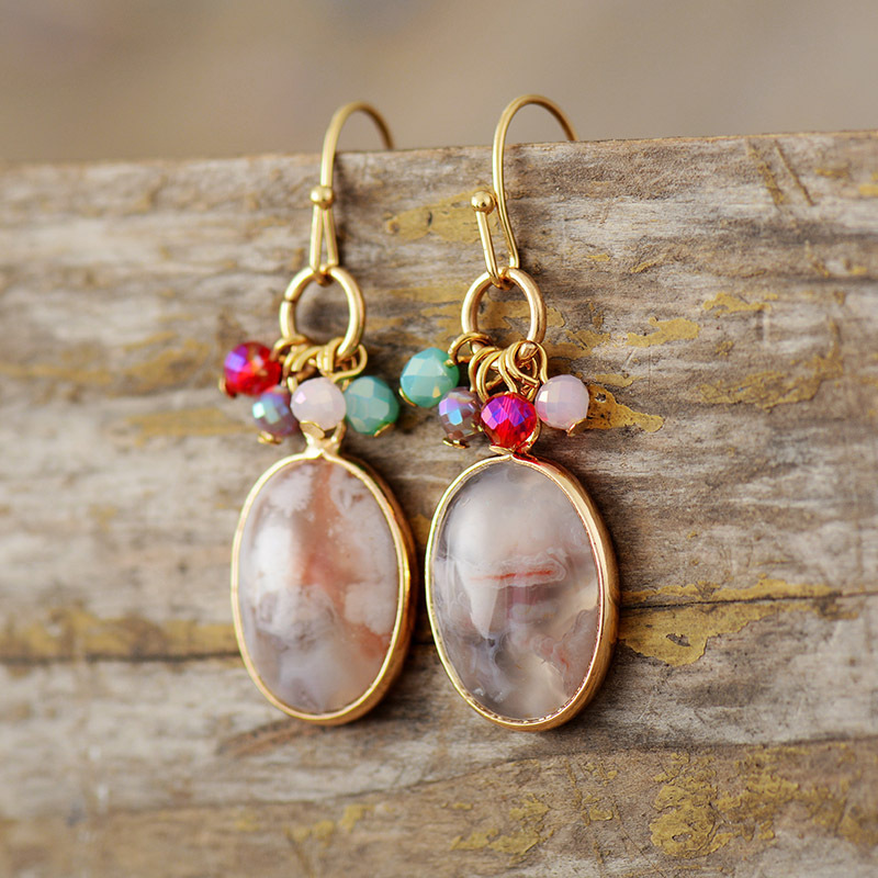 Handmade Natural Drop-shaped Extending Stone French Romantic Luxury Earrings Women's Sweet Style Jewelry Accessories