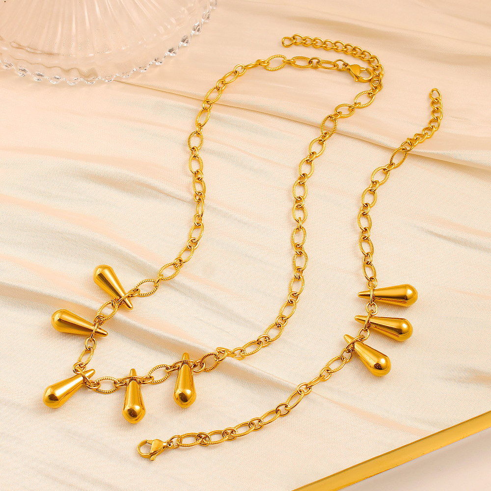 Elegant Titanium Steel Tassel Necklace For Women Butterfly Knot Lockbone Chain Jewelry Bracelet Non-Fading Luxury Style