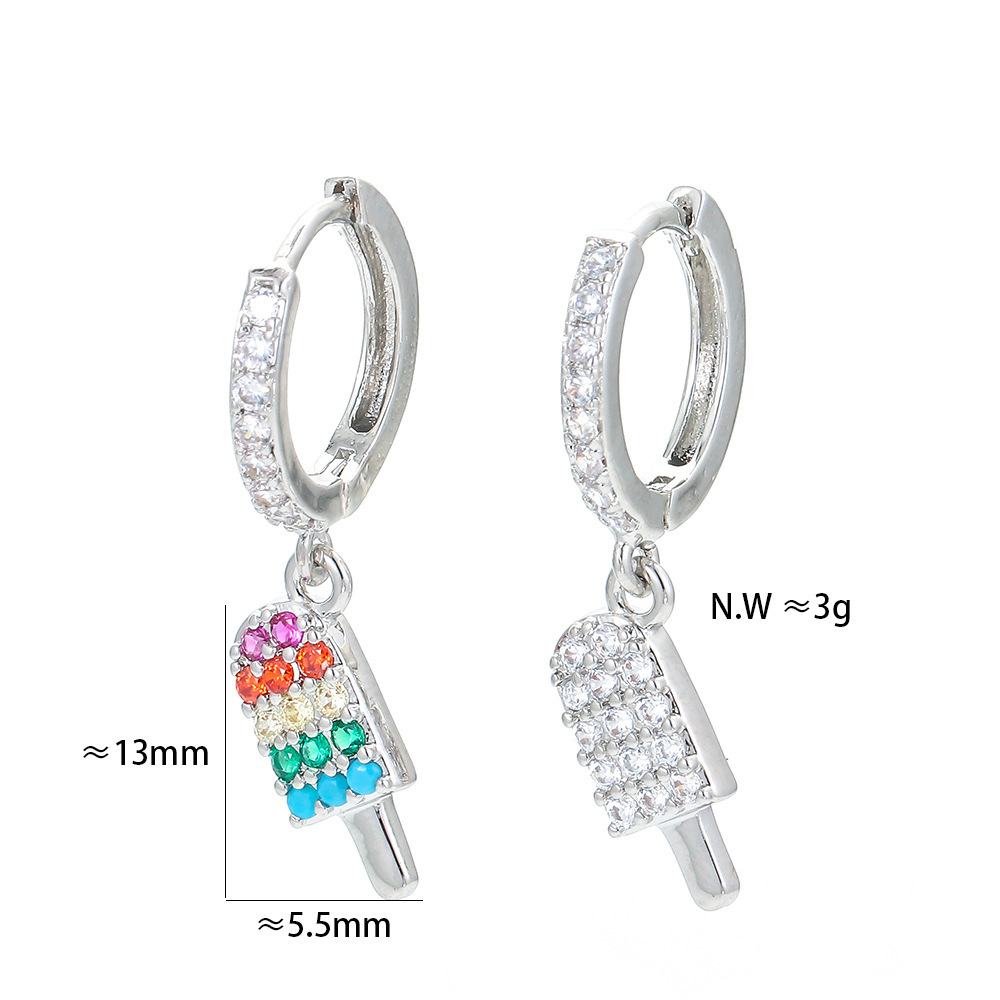 Retro Color Popsicle Ice Cream Copper Earrings Wholesale Nihaojewelry