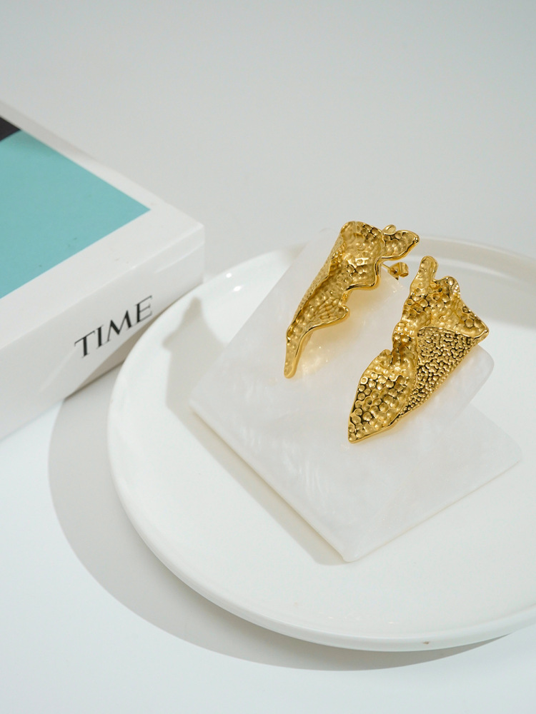 Foldable Titanium Steel Triangle Crease Earrings Plated 18K Gold  Style Daily Wear Jewelry Accessories