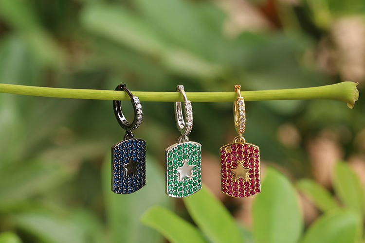 Fashion Simple Zircon Square Geometric Long Earrings