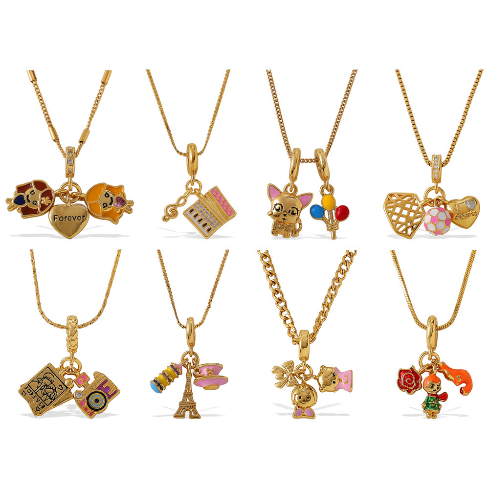 Retro Style Fox Pendant Necklace For Girls Heavy Design Stainless Steel Fashionable OIL Drop DIY Jewelry Accessories