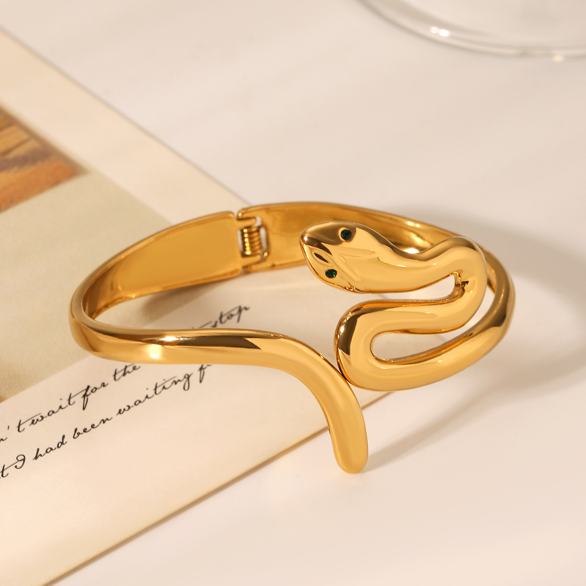 304 Stainless Steel Snake PVD Coated 18K Real Gold Plated Modern Style Artistic Waterproof Non Tarnish Gold Bangle