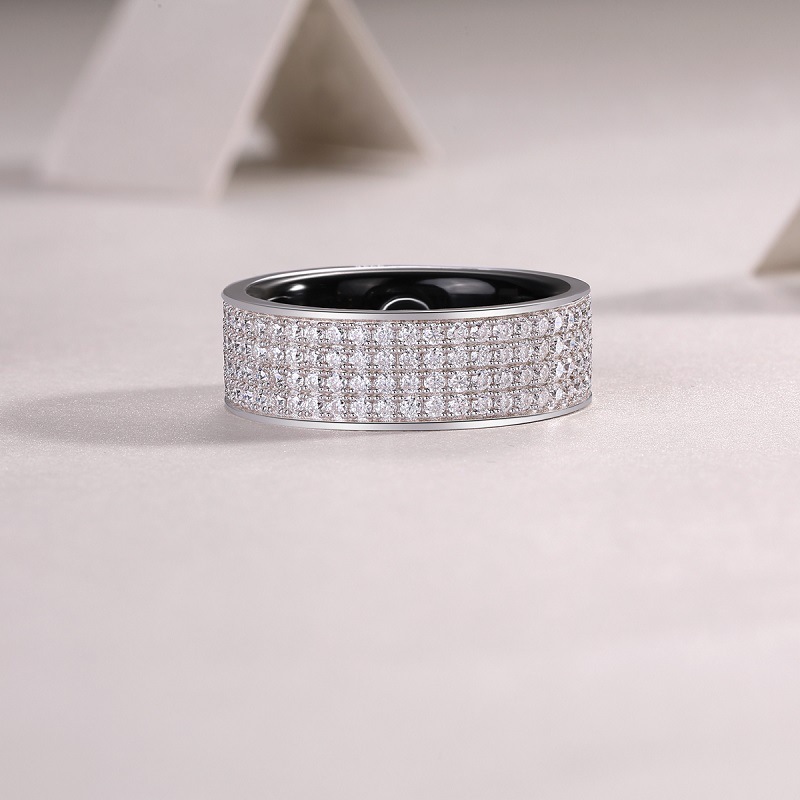 925 Sterling Silver Moissanite Geometric Rings GRA Certificate