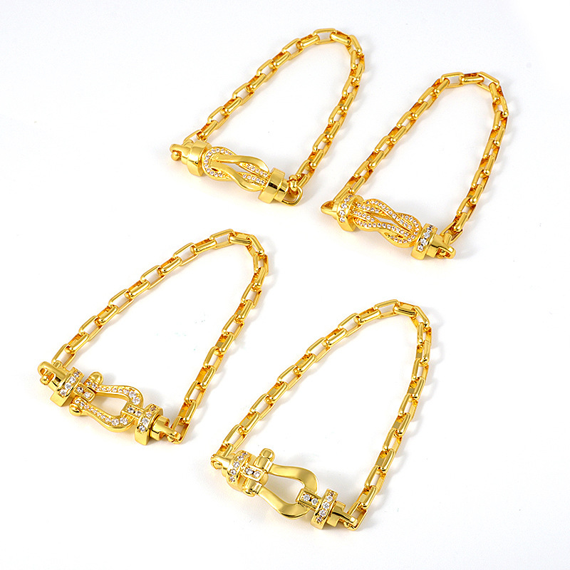 Copper Elegant Simple Style Classic Style Plating Inlay Geometric Artificial Gemstones Bracelets