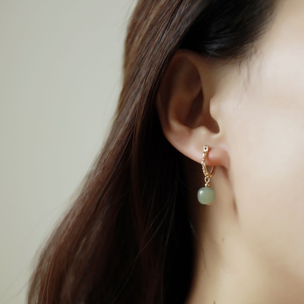 French Retro Turquoise Earrings For Women Soft Lace Flower Ear Clips Palace Ethnic Style Ear Accessories