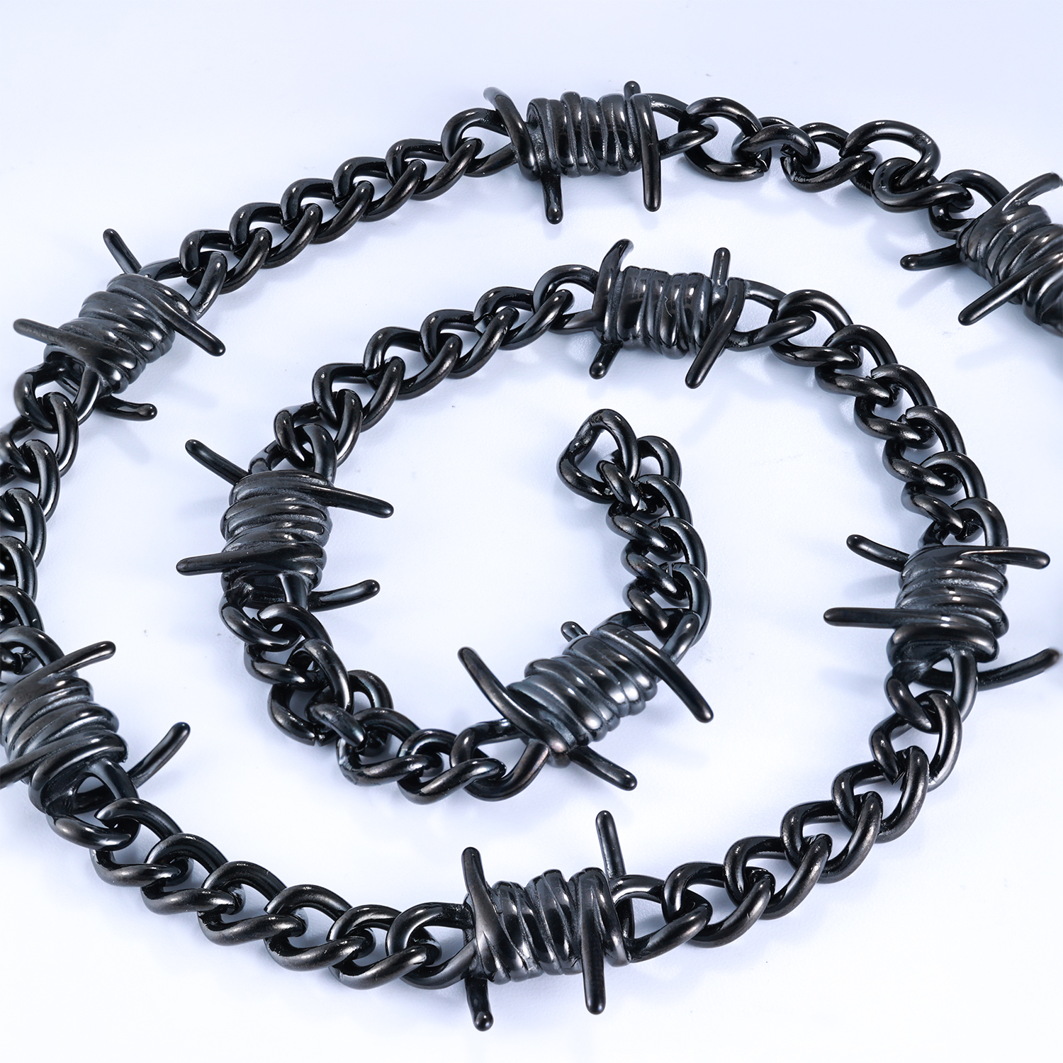 Stainless Steel Hip Hop Style Men's Thorns Necklace Short Version Rock And Simple Classic Cool Cuban Chain Jewelry Accessory