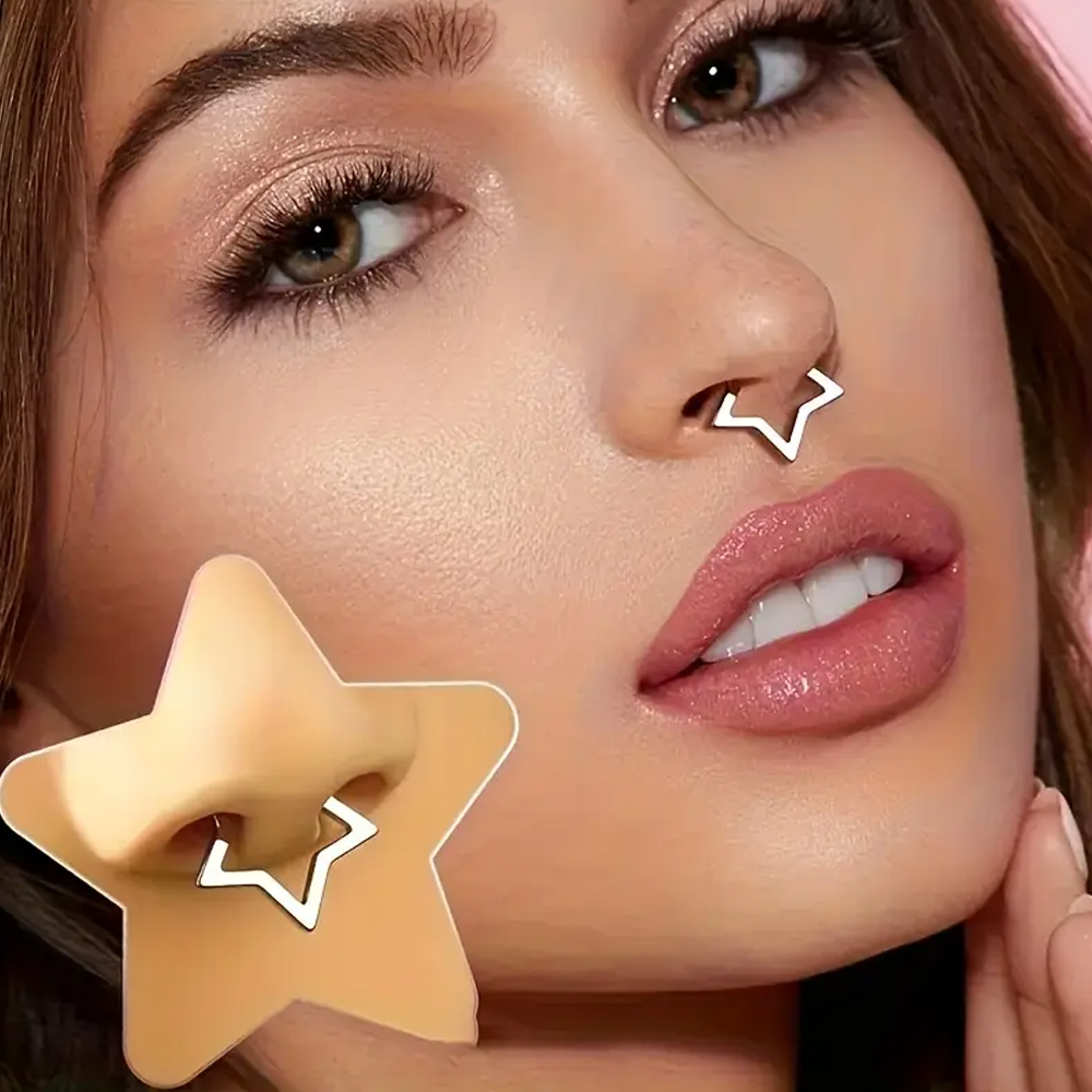 G23 Titanium Geometric Five-Star Earrings Split Ring U-Shaped V-Shaped Trendy Accessories Diamond Gold Split Ring Nose Ring Piercing Jewelry 18G