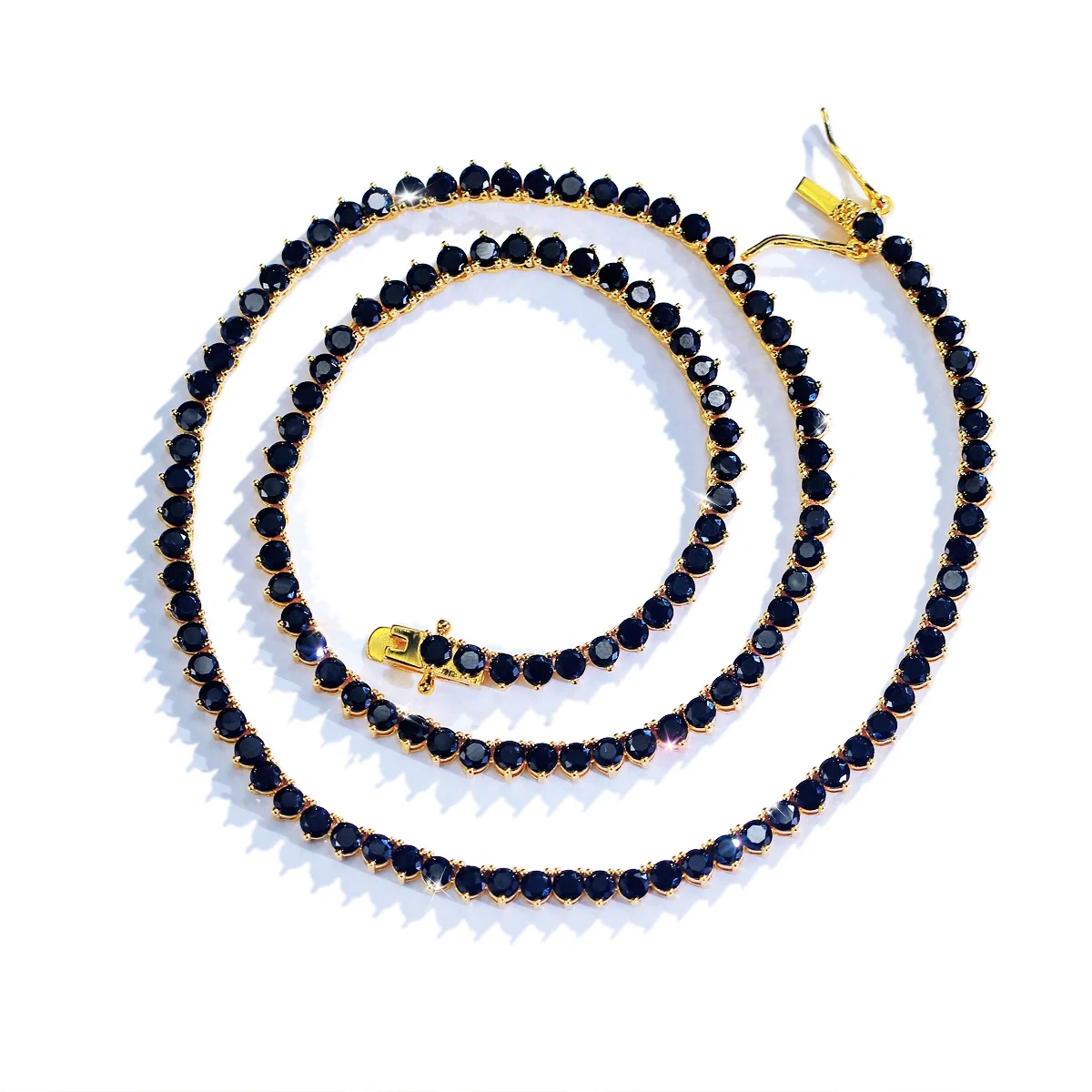 Rhodium Plated Copper Water Plated Zircon Geometric Pattern (Jewelry) Waterproof Non-Fading Tennis Chain (Full Diamond Chain) Necklace For Women With Butterfly Clasp