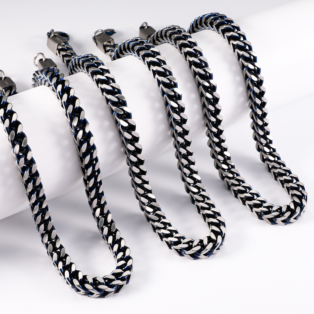 304 Stainless Steel Spliced Tassel Thick Chain 8MM Dragon Bone Necklace Men's Bold Trendy Straight Hair Accessories Wholesale