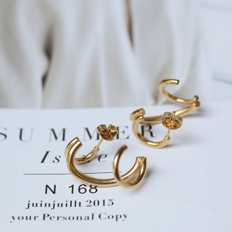 PVD Coated Real Gold Plated 18K Gold 304 Stainless Steel Fashion Waterproof Non Tarnish Earrings Ear Studs