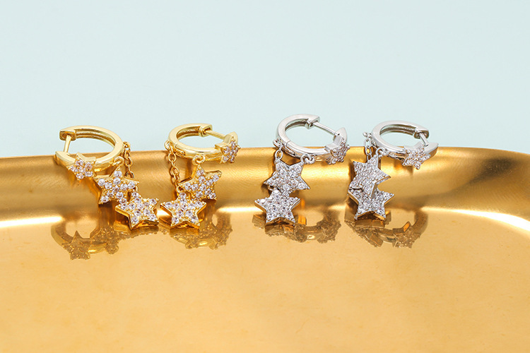 Fashion Geometric Copper Zircon Charm Sleeper Hoop Earrings Earrings
