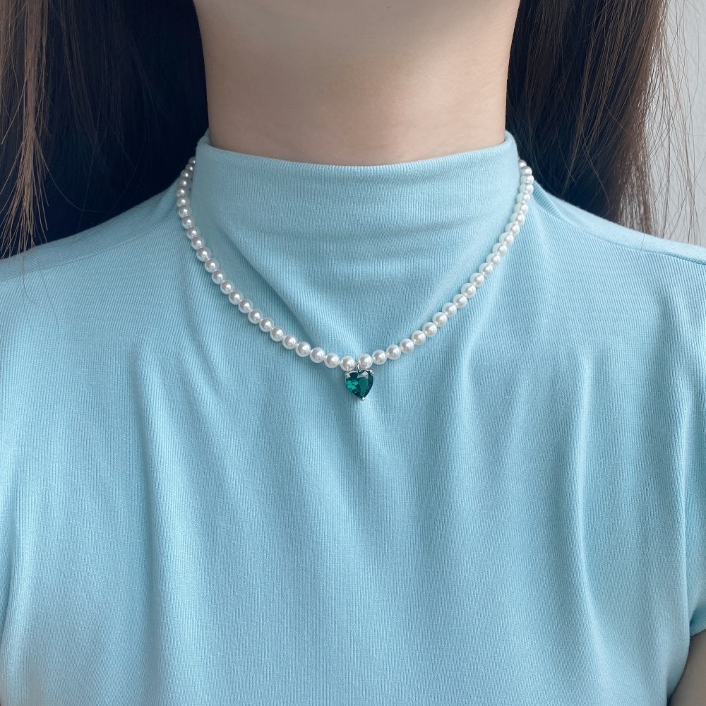 925 Sterling Silver Beaded Heart Shape Necklace