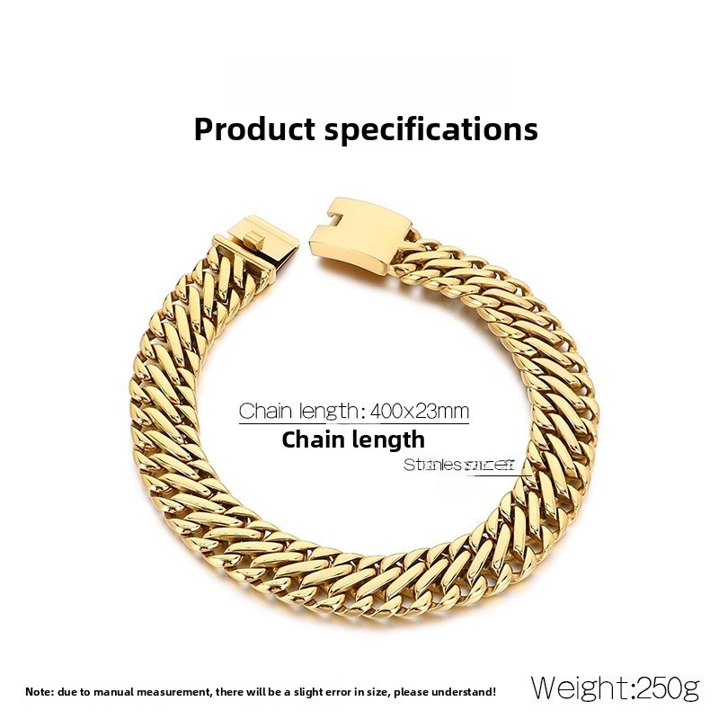 Stainless Steel Bracelet Cuban Chain Men's Necklace Solid Color Titanium Steel Handmade Woven Jewelry