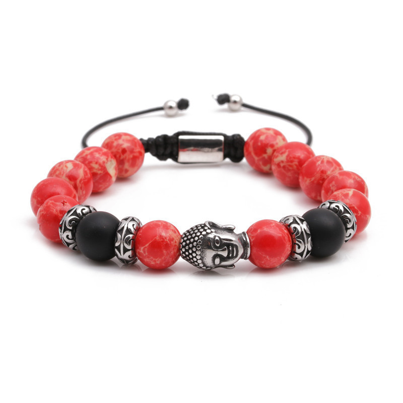 Fashion Bracelets Stainless Steel Woven Adjustable Buddha Head Bracelet