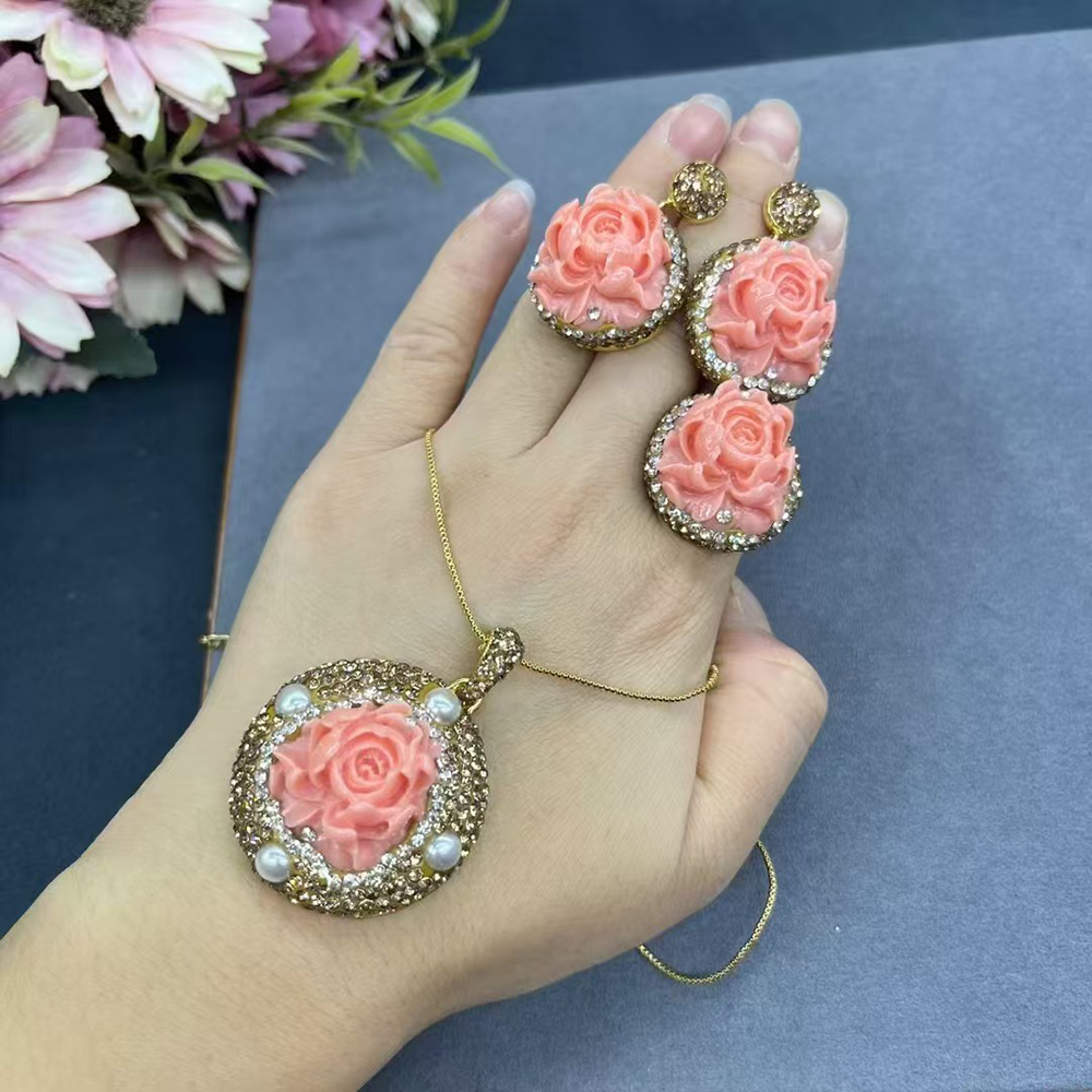 Vacation Simple Style Flower Resin Copper Plating Inlay Resin Pearl Clay 18K Gold Plated Women's Box Chain Jewelry Set