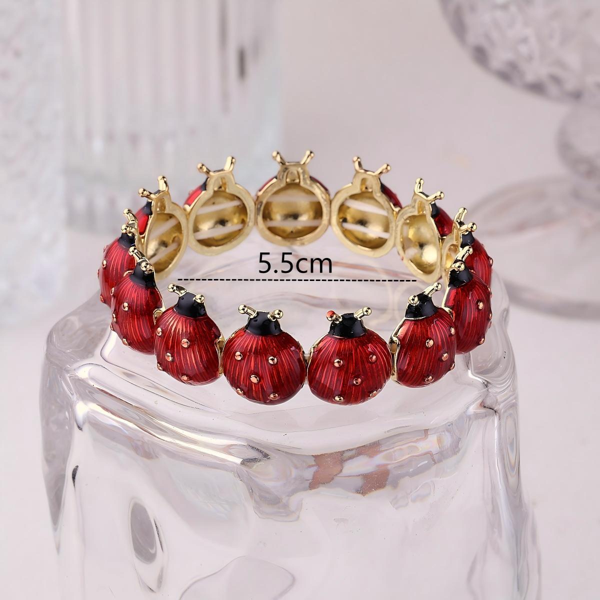Copper Plated 18K Gold Bug Elastic Rope Bracelet Fashionable Outdoor Selfie Lawn Red Gold Colored Women's Hand Jewelry