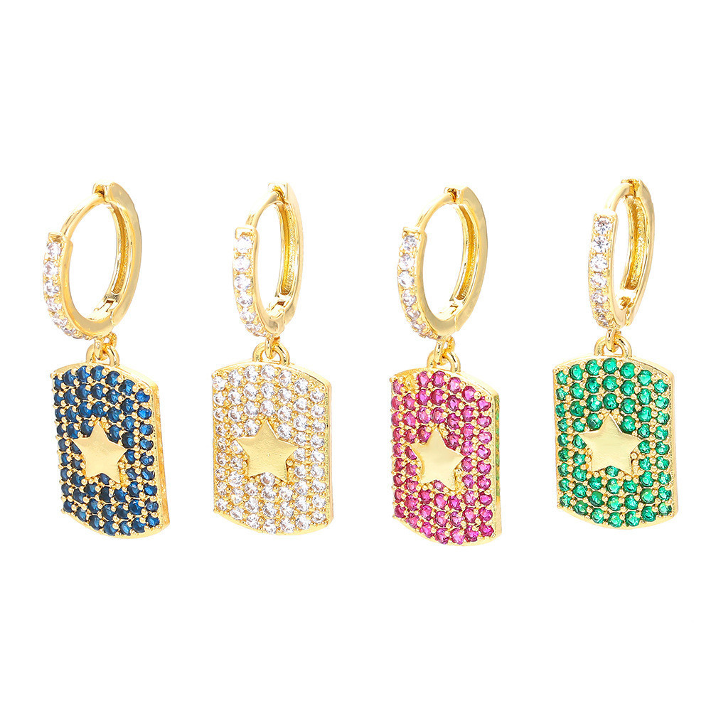 Fashion Simple Zircon Square Geometric Long Earrings