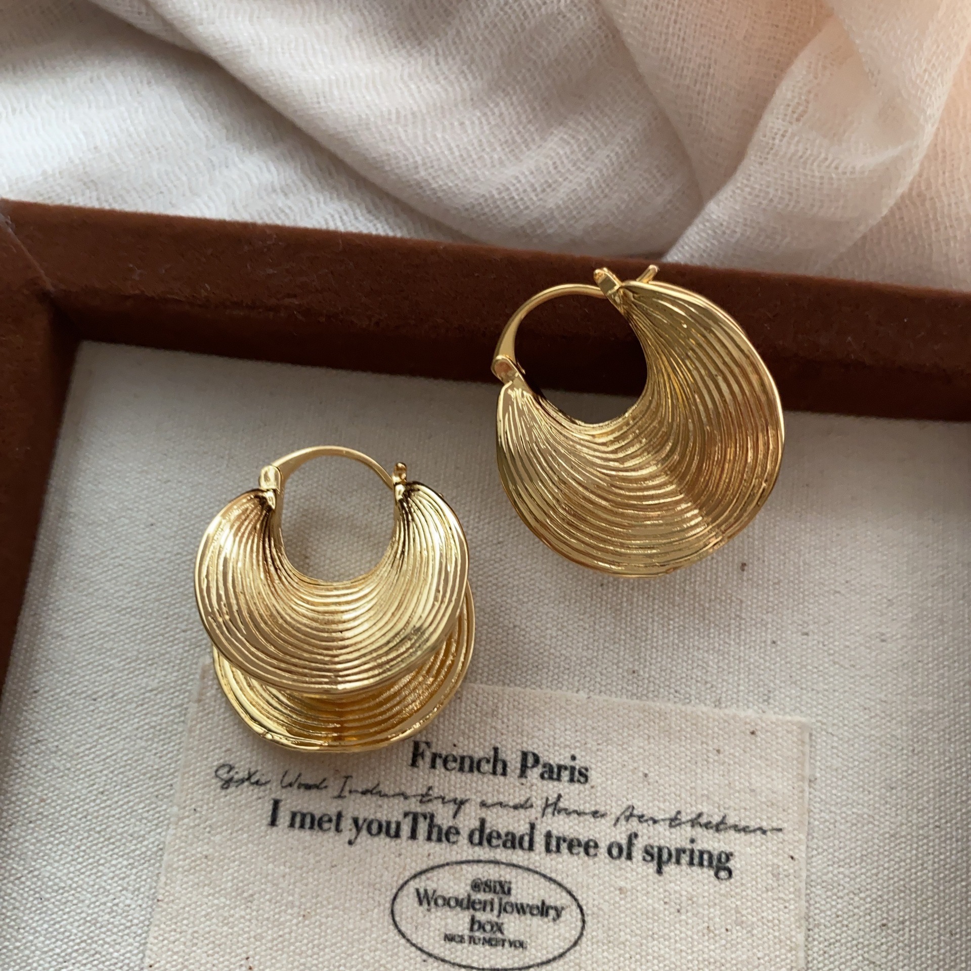 Sexy Large Earrings Trendy Street Style Retro Exaggerated Brass Plated Gold Geometric Pattern Women's Jewelry Fashion Accessories