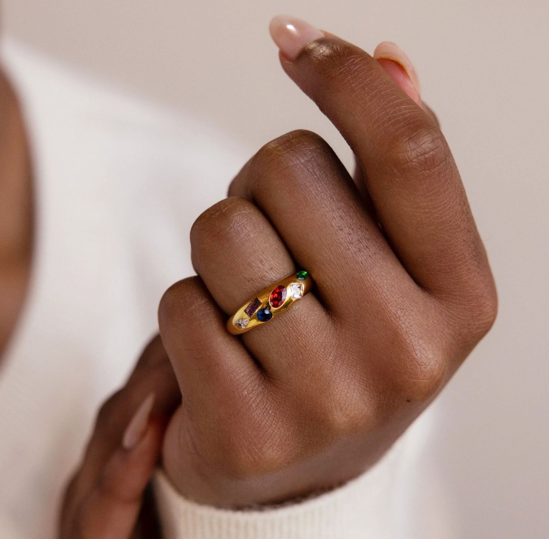 Geometric Irregular Design Dense Color Zircon Ring Advanced Design  Fashion Cool Trendy Manufacturer Batch