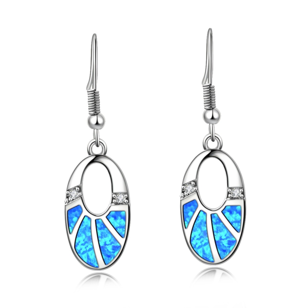 TikTok Ins Style Oval Opal European Amber European Fashion Drop Earrings Copper Material Holiday Style Jewelry Accessories