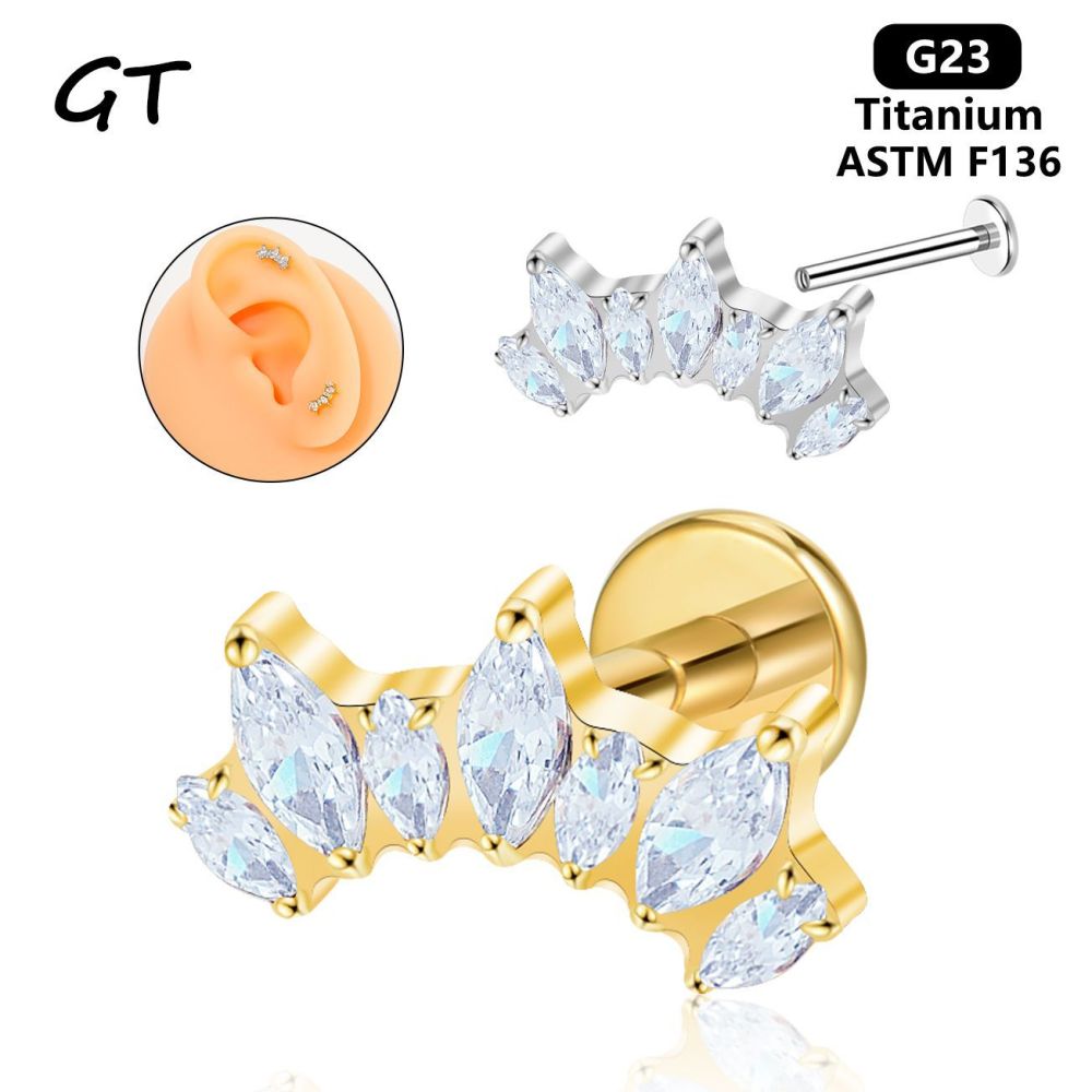 Titanium Alloy Zirconia Women's European Style Fan-shaped Lip Nose Stud Jewelry Accessories Fashion Unisex Lip Decoration