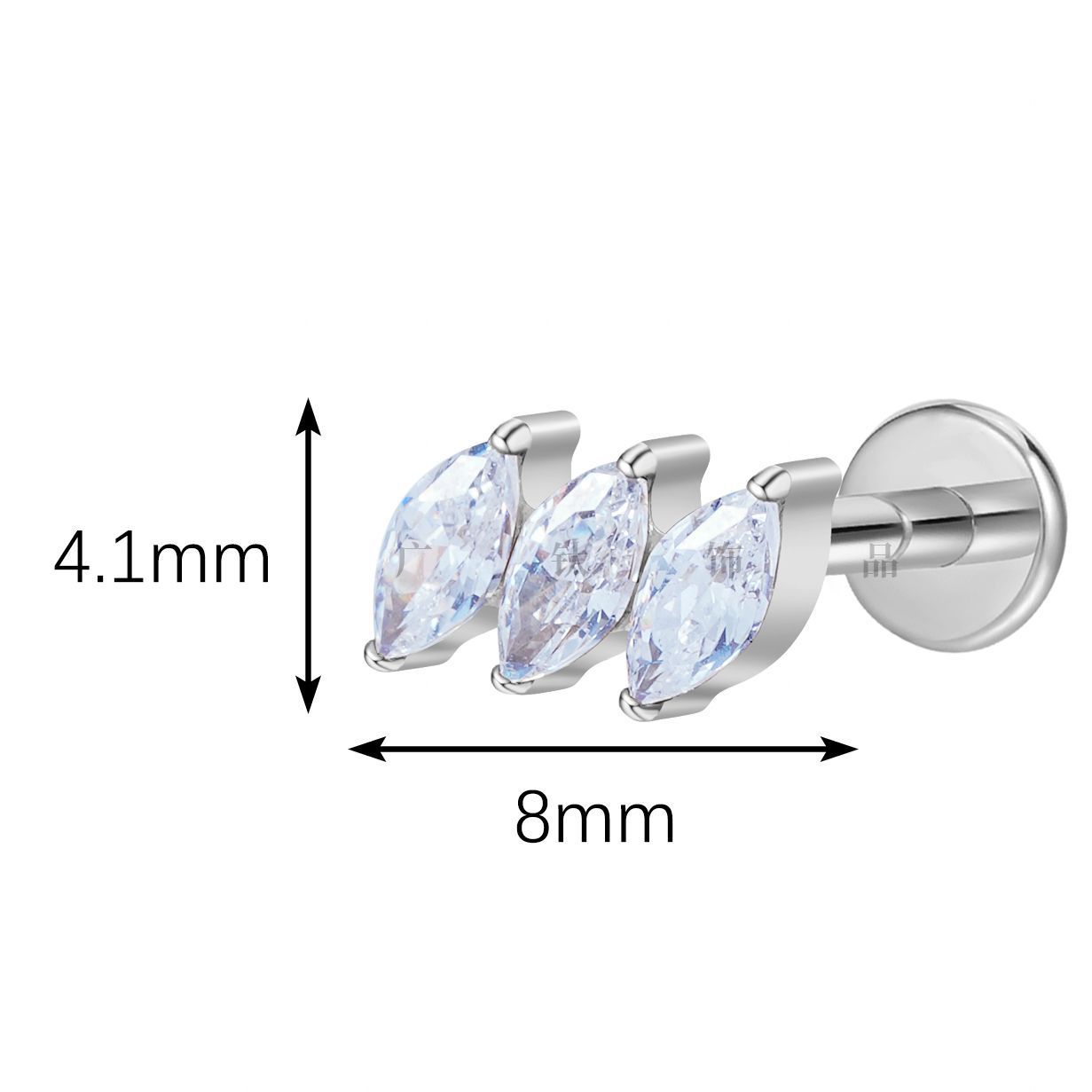 Metal Titanium Butterfly Flat Tongue Piercing And Ear Stud Jewelry G23 Titanium Coated Lip Piercing Women's Fashion Internal Piercing