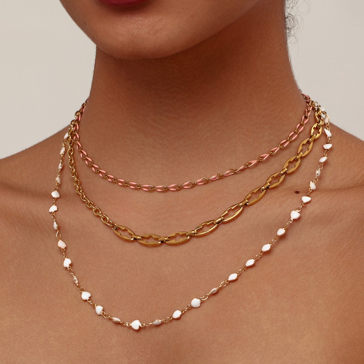 Hot Style Holiday Bohemian Style Clavicle Necklace High-End Temperament Stainless Steel Gold-Plated Color-Preserving Necklace