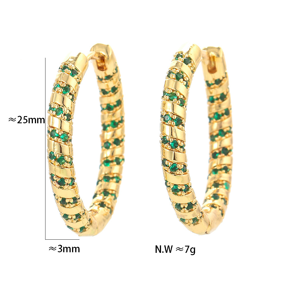 Fashion  Striped Circle Zircon Copper Earring