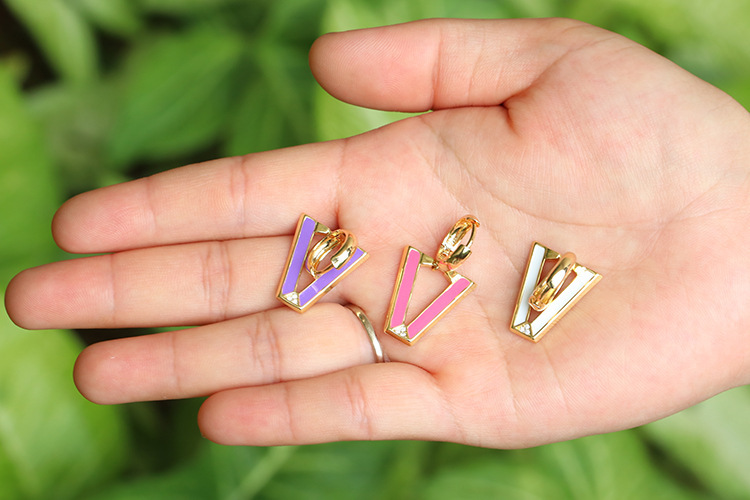Retro V-shaped Inverted Triangle Fluorescent Copper Earrings Wholesale Nihaojewelry