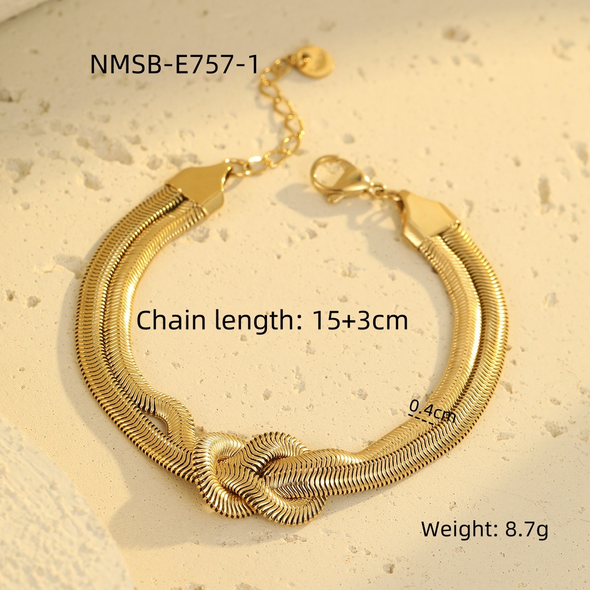 PVD Coated Real Gold Plated Solid Color Knot 304 Stainless Steel Modern Style Classic Style Waterproof Non Tarnish 304 Stainless Steel Bracelets