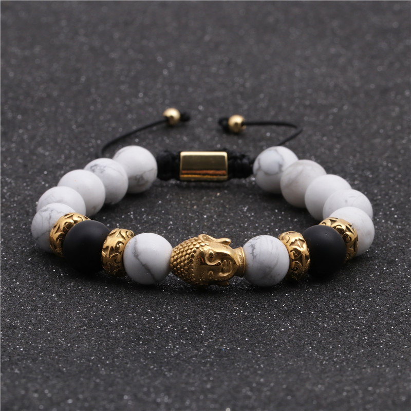 Fashion Bracelets Stainless Steel Woven Adjustable Buddha Head Bracelet