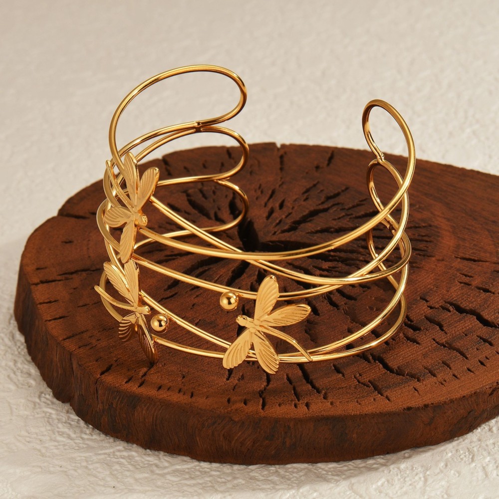 Stainless Steel Hollow Dragonfly Multi-layer Bracelet For Women Simple Jewelry Handmade Accessories