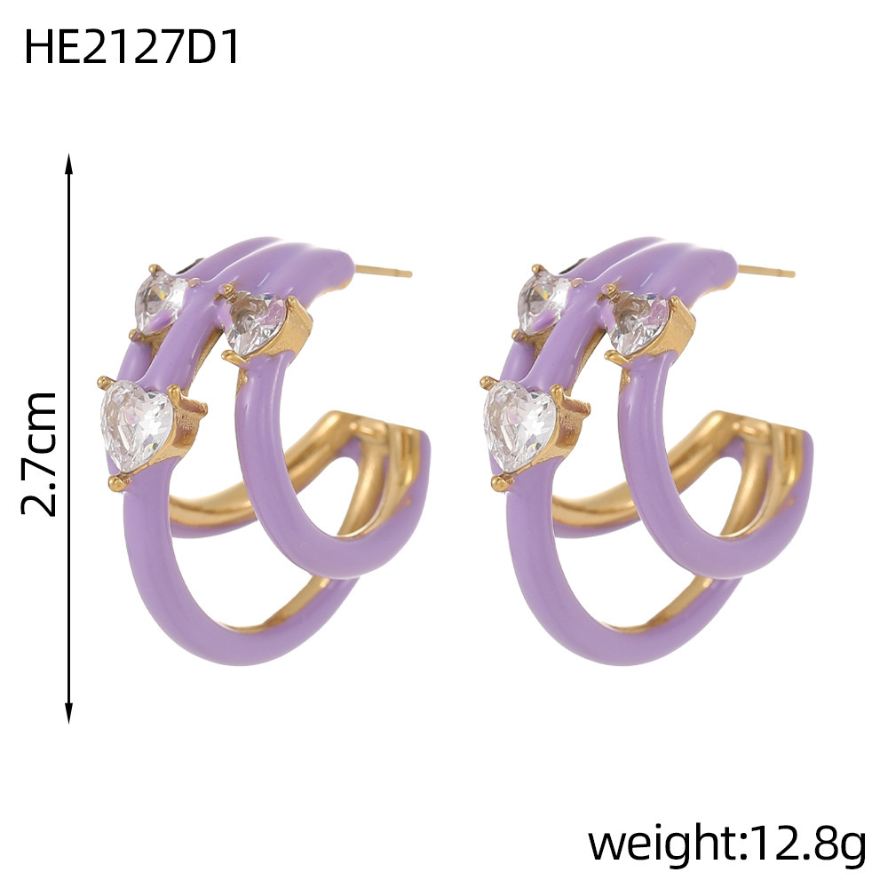 Fashionable Stainless Steel Women's Drop Oil Earrings  Style Titanium Steel Earring Jewelry Accessories
