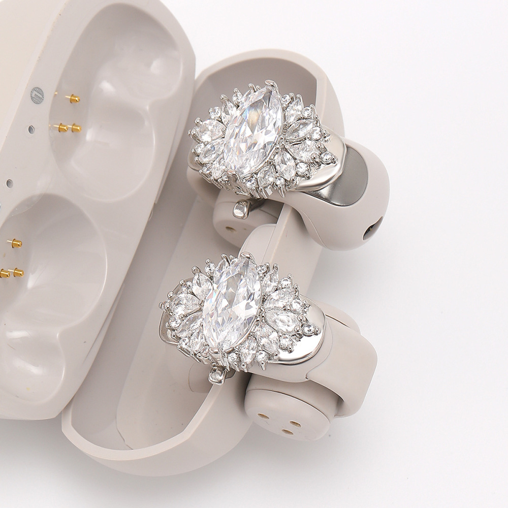 Shiny Copper Inlaid Zircon Ice Flower Earphone Clip Elegant Ear Clip Earphone Accessories