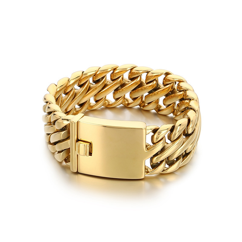 Stainless Steel Bracelet Cuban Chain Men's Necklace Solid Color Titanium Steel Handmade Woven Jewelry
