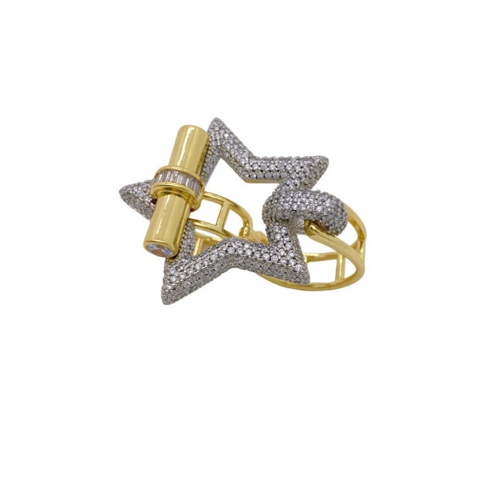 New OT Series Ring Bracelet Set Luxury Polished Star Surface Smooth Bracelet Ring Combo Elegant Fashion Copper Plated Accessories