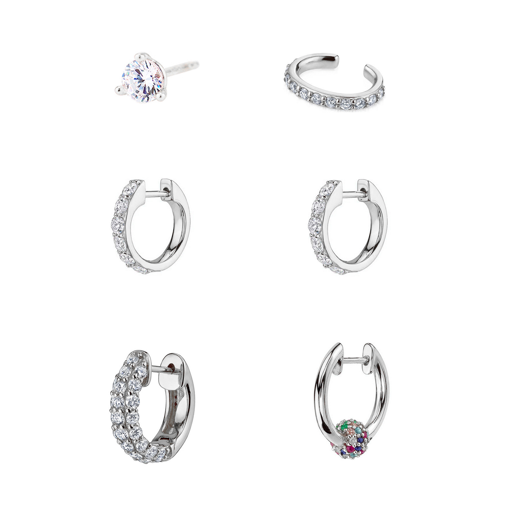 Simple Women's Zircon Earrings Clip-on Jewelry Accessories