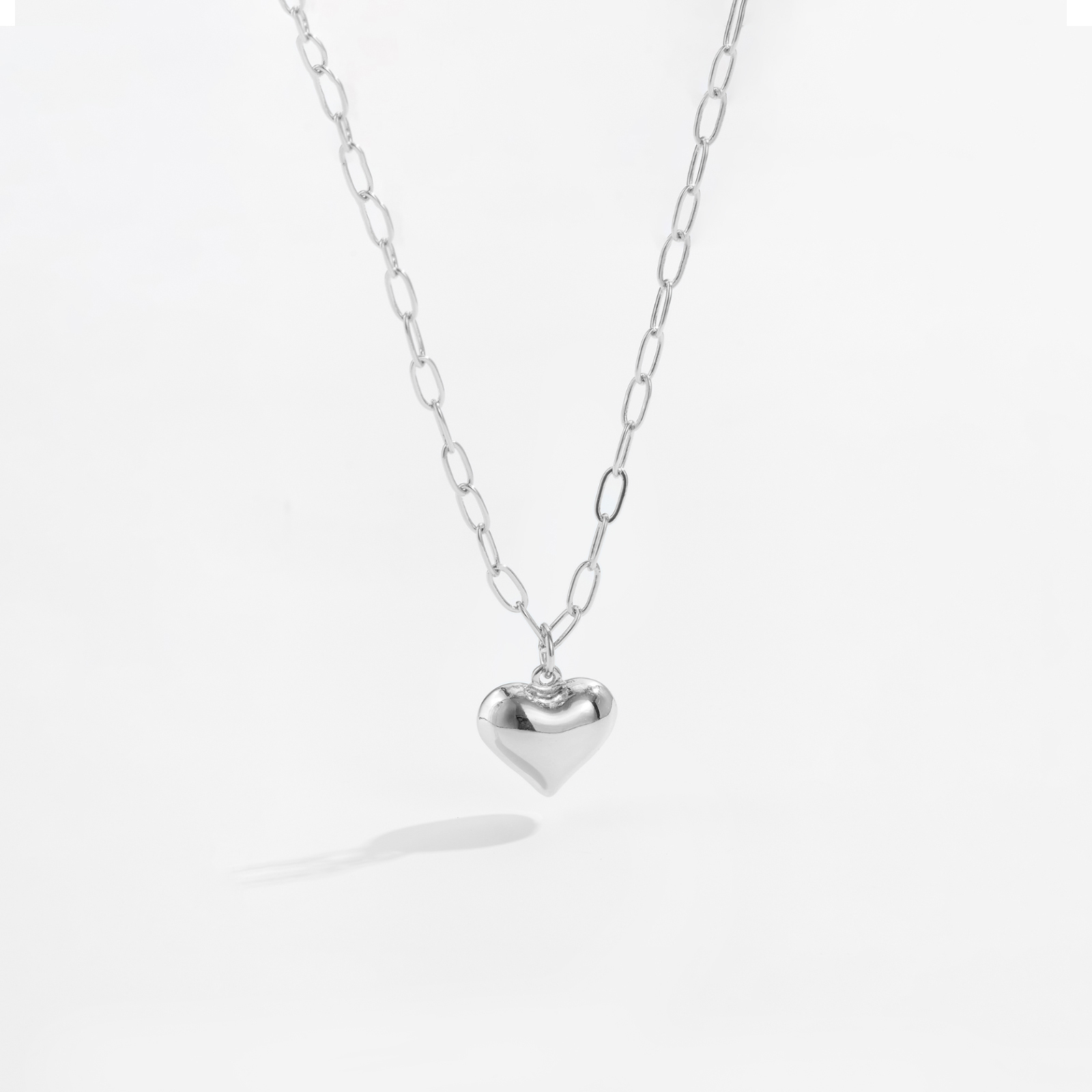 Retro Simple Style Heart Shape Copper Women's Cable Chain Earrings Necklace