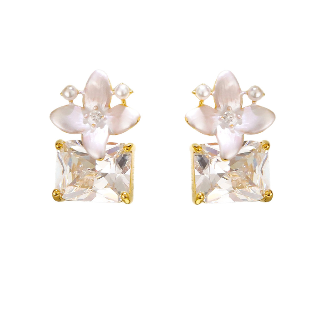 New Simple Floral Sugar Cube Earrings Women's New Style Fashion Fresh Personality Luxury Lightweight Elegant Jewelry Accessories