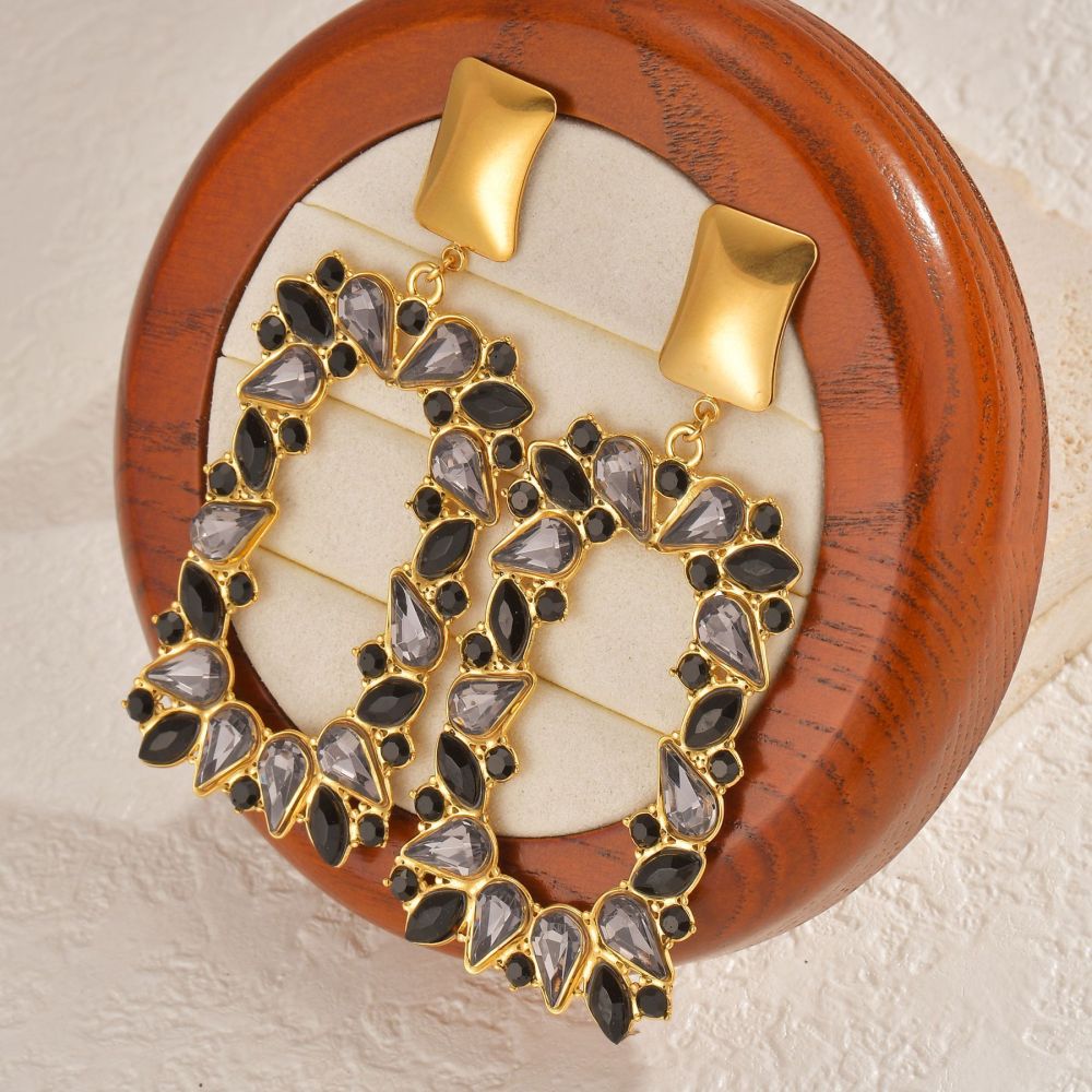 Geometric Dangle Earrings Gold Plated Stainless Steel Unique Design Jewelry Accessories For Women